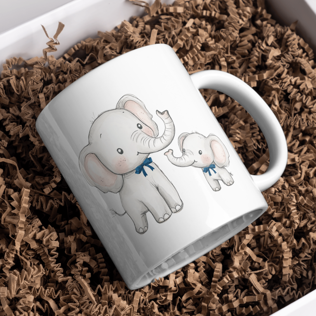 Happy Fathers Day - Elephant Dad and Child - Mug
