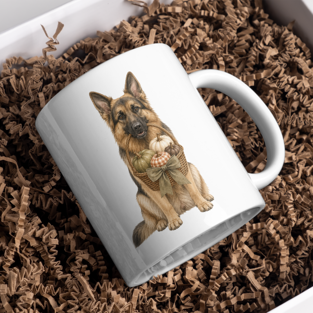 "Autumn is Here" - German Shepard - The Dog Collection - White Mug