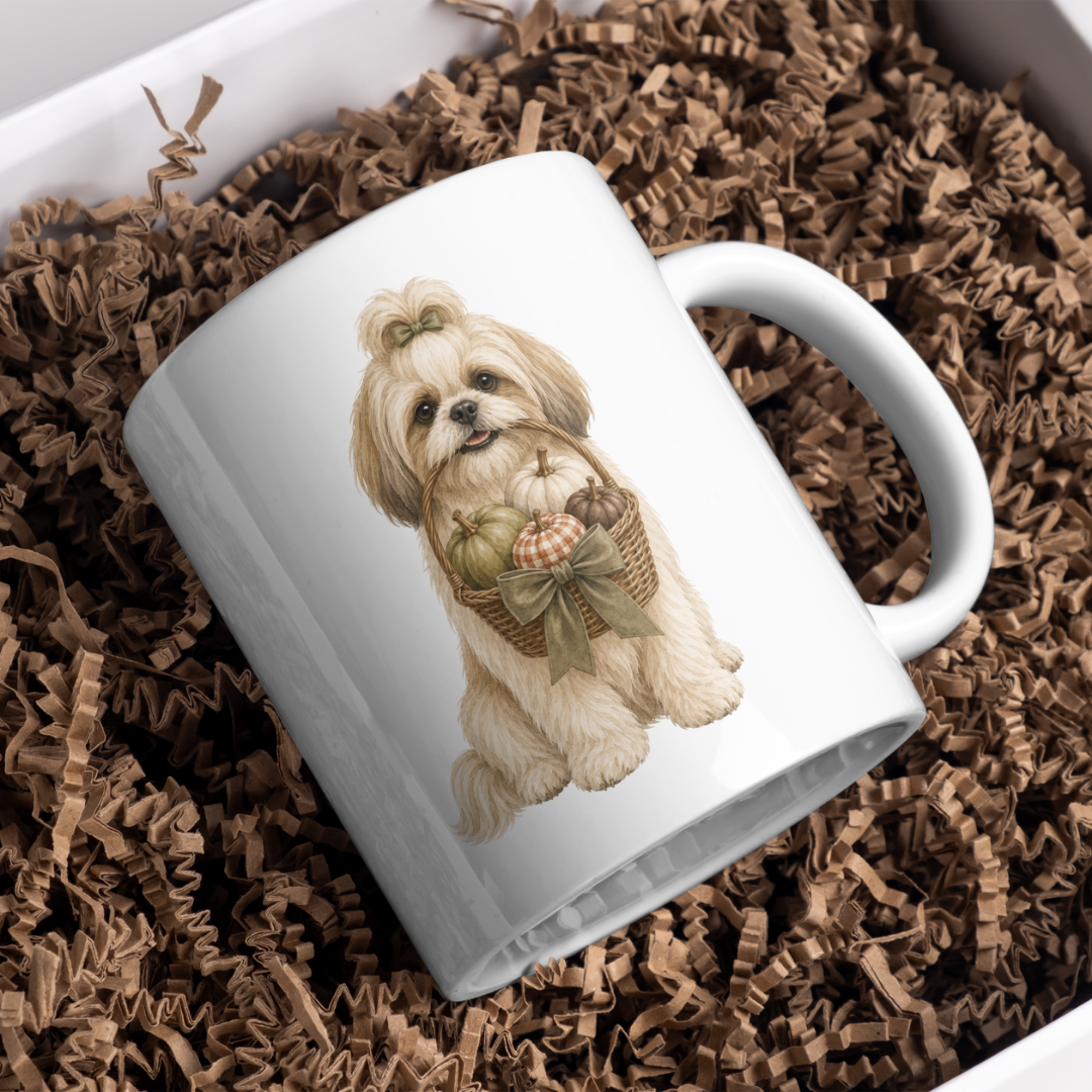 "Autumn is Here" - Shih Tzu - The Dog Collection - White Mug