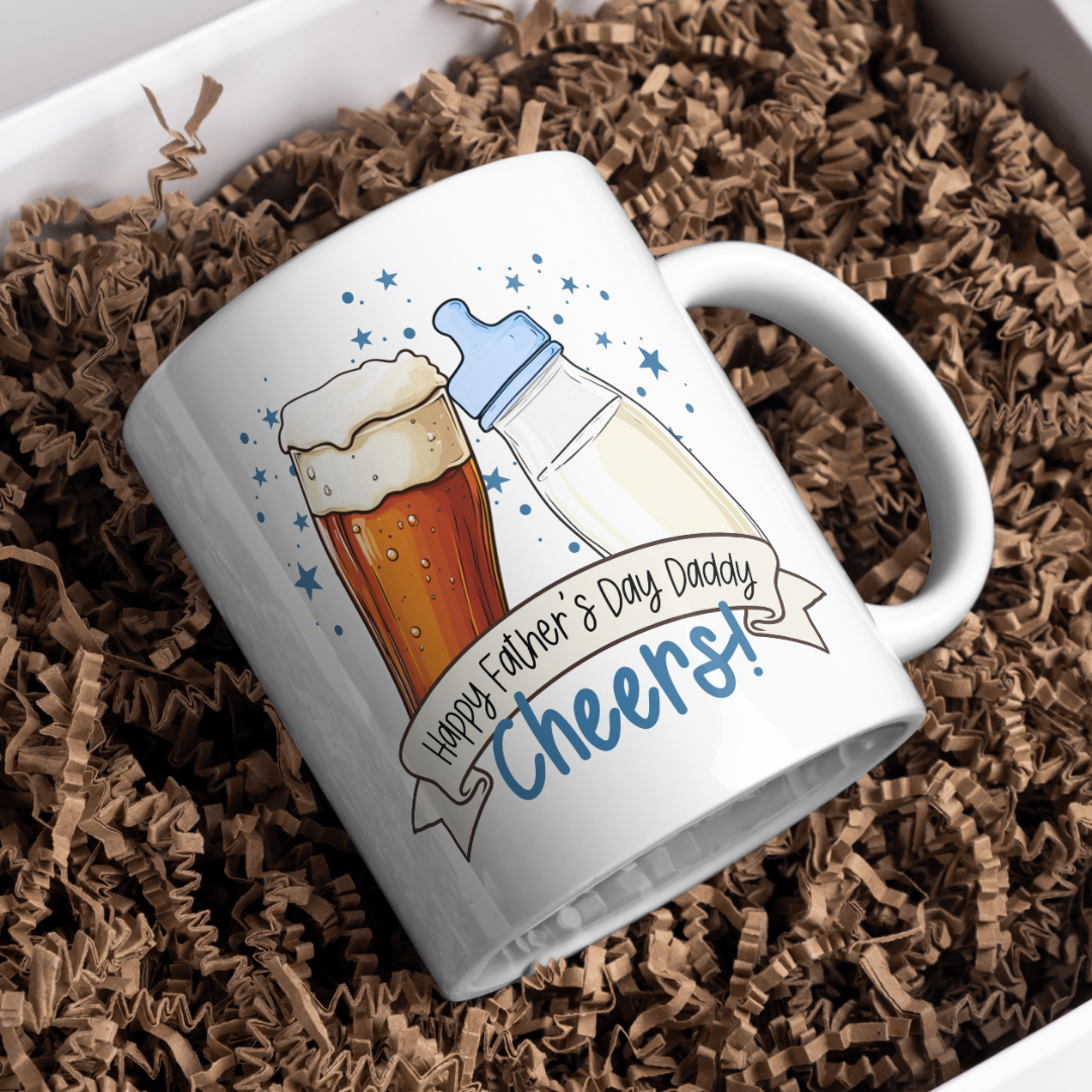Happy Fathers Day - Beer and Bottle Cheers - Mug