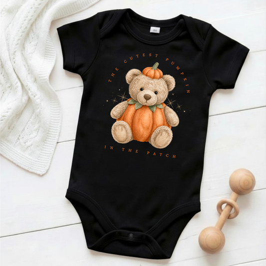 The Cutest Pumpkin in the Patch - Orange Bear - Baby Grow
