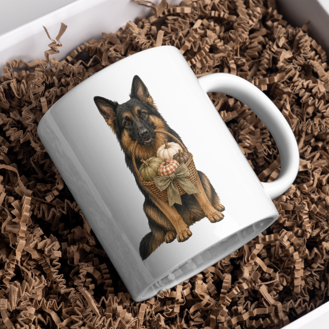 "Autumn is Here" - German Shepard - The Dog Collection - White Mug