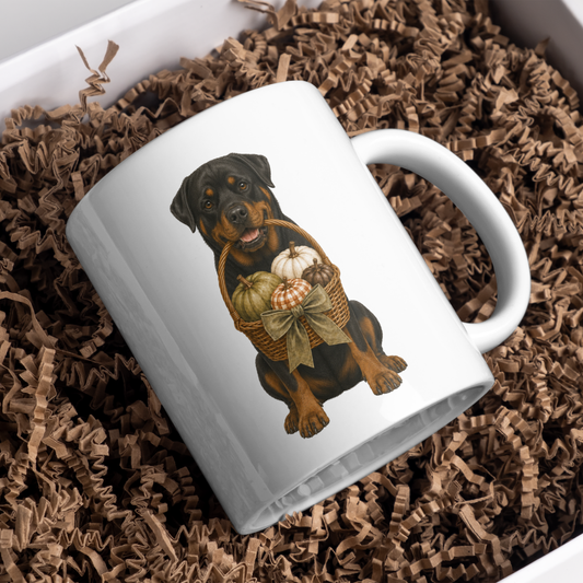 "Autumn is Here" - Rottweiler - The Dog Collection - White Mug
