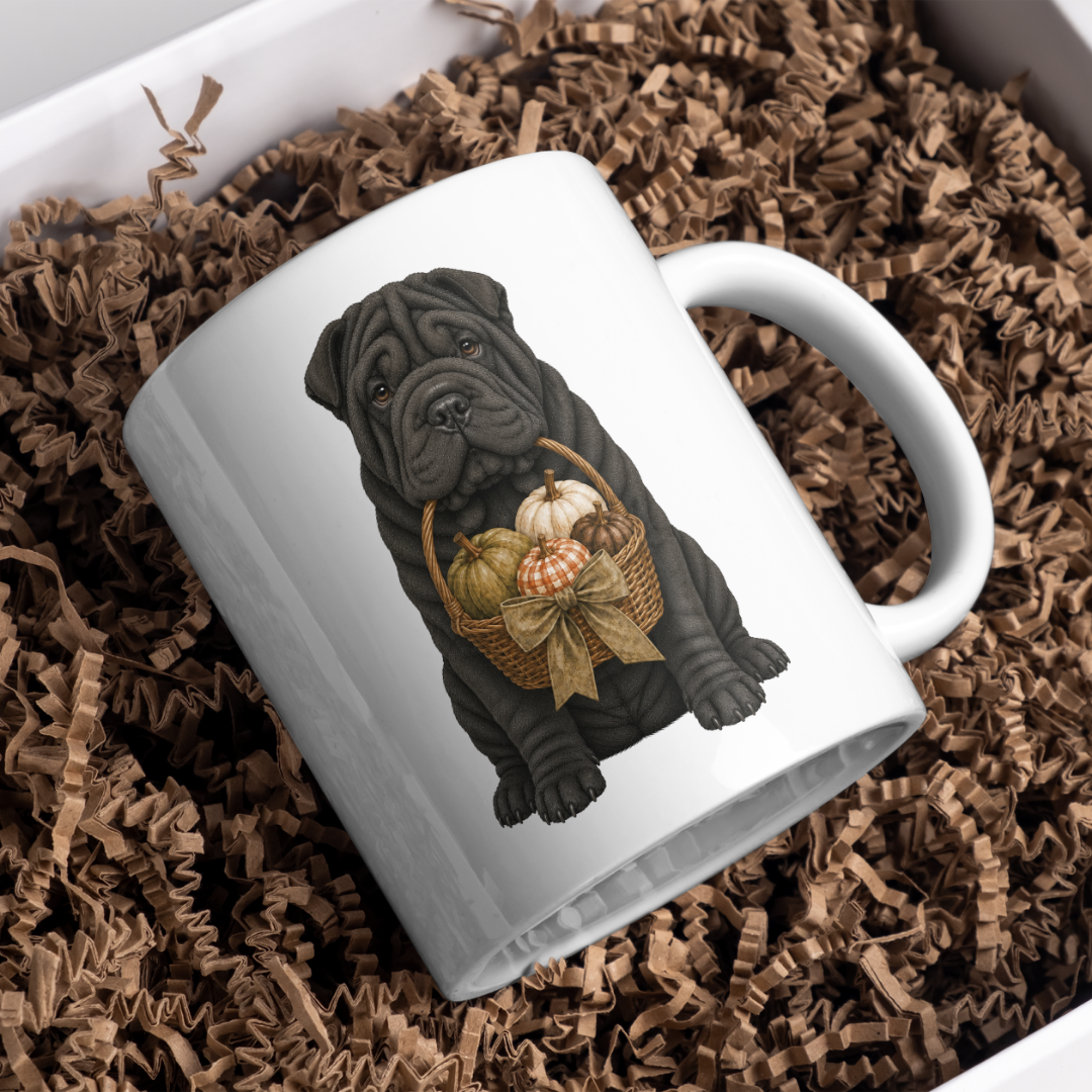 "Autumn is Here" - Shar Pei - The Dog Collection - White Mug