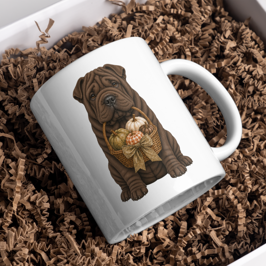 "Autumn is Here" - Shar Pei - The Dog Collection - White Mug