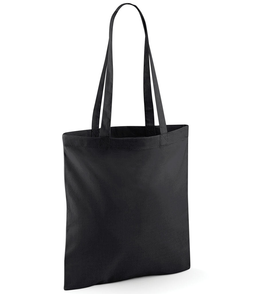 Black tote bag on a white background