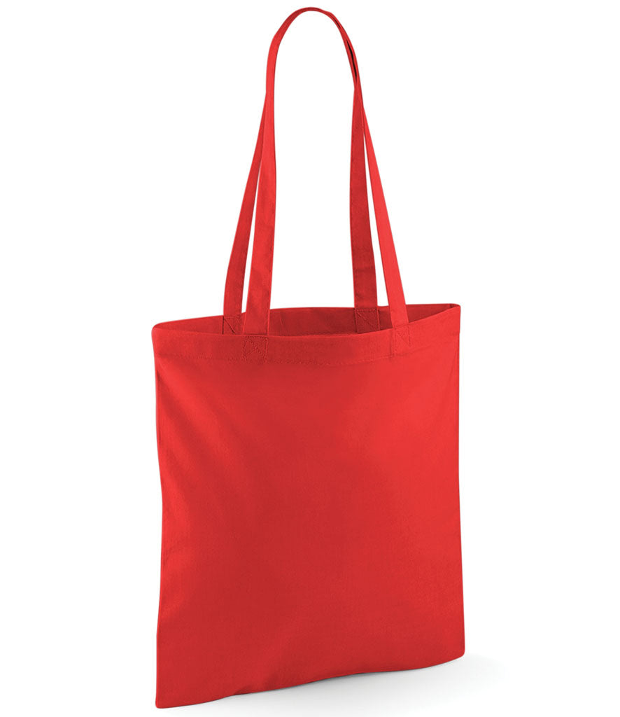 Red tote bag on a white background