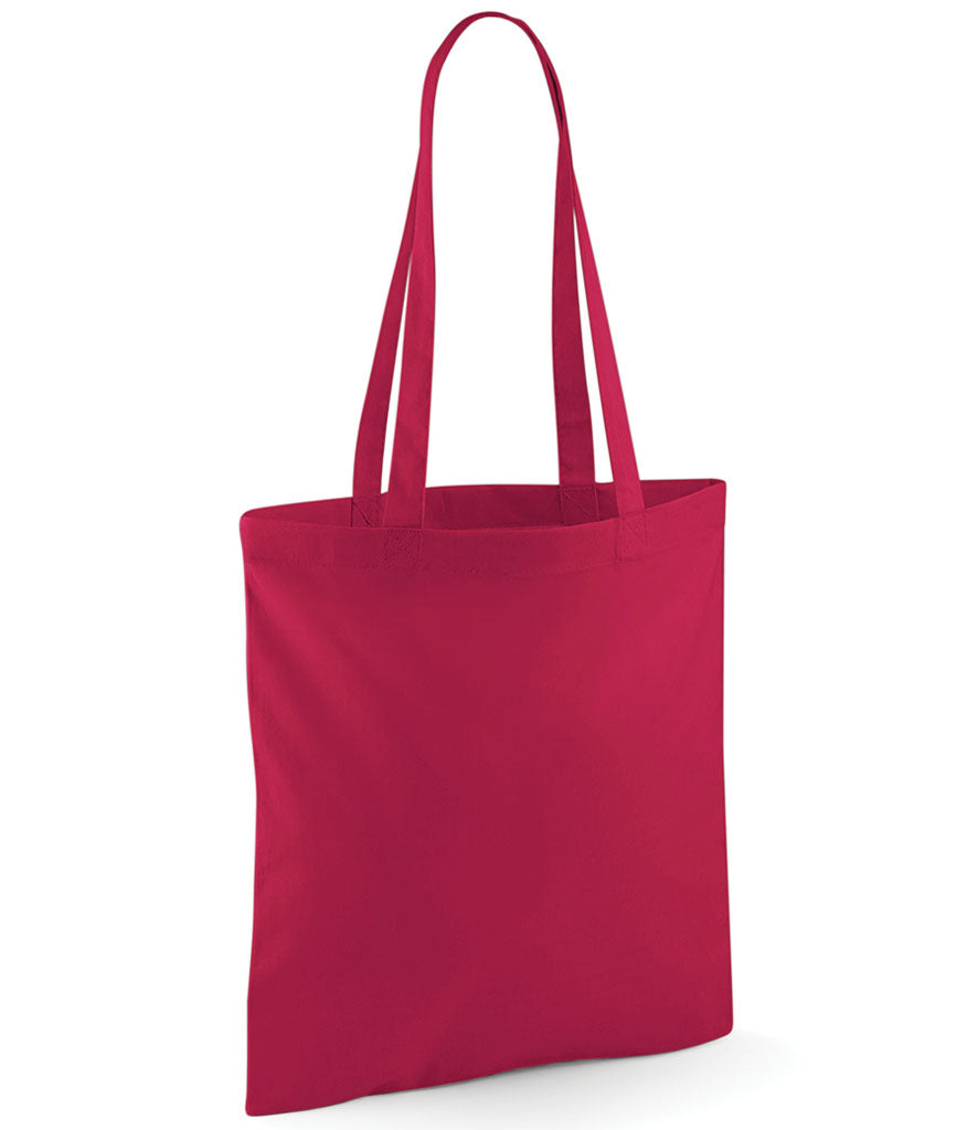 Red tote bag on a white background