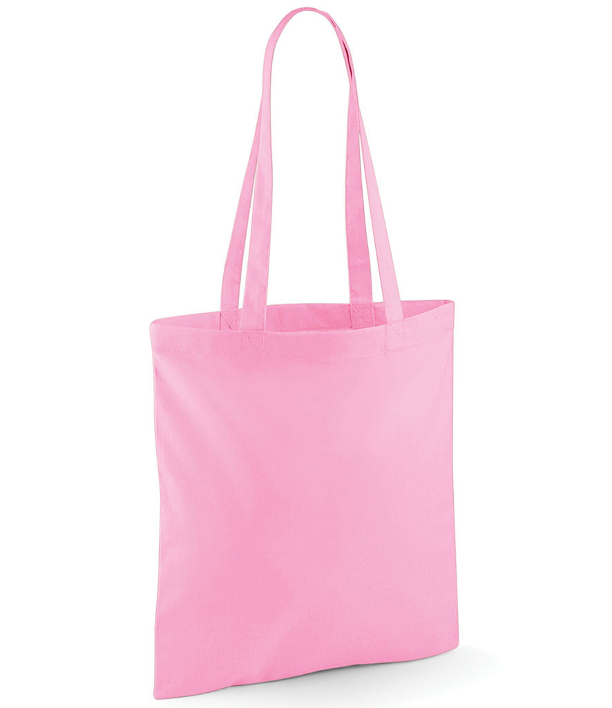 Pink tote bag on a white background