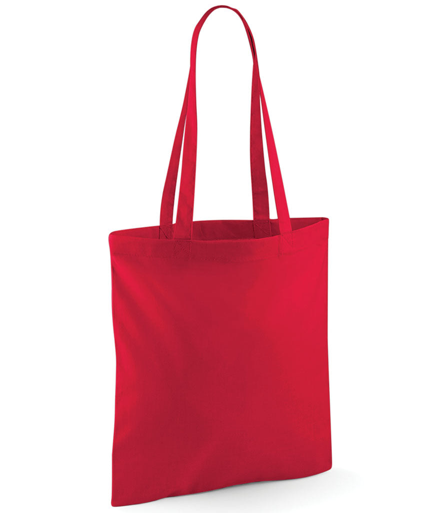 Red tote bag on a white background