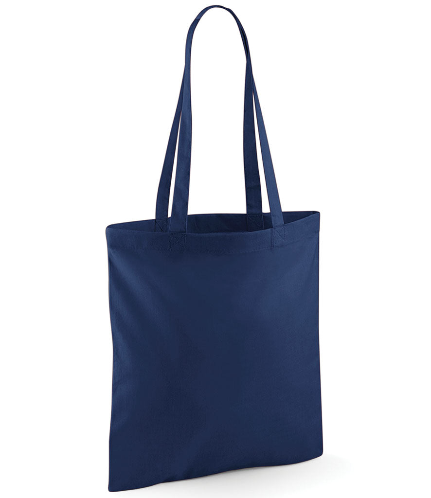Navy blue tote bag on a white background
