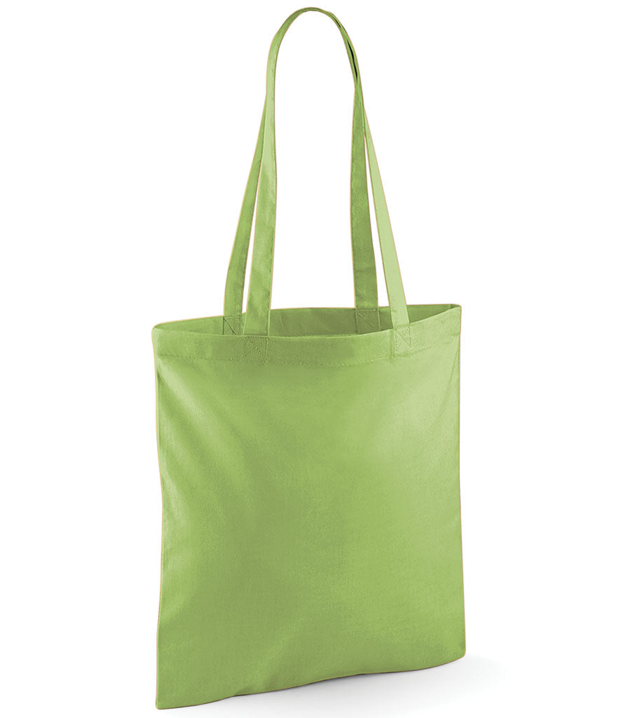 Green tote bag on a white background
