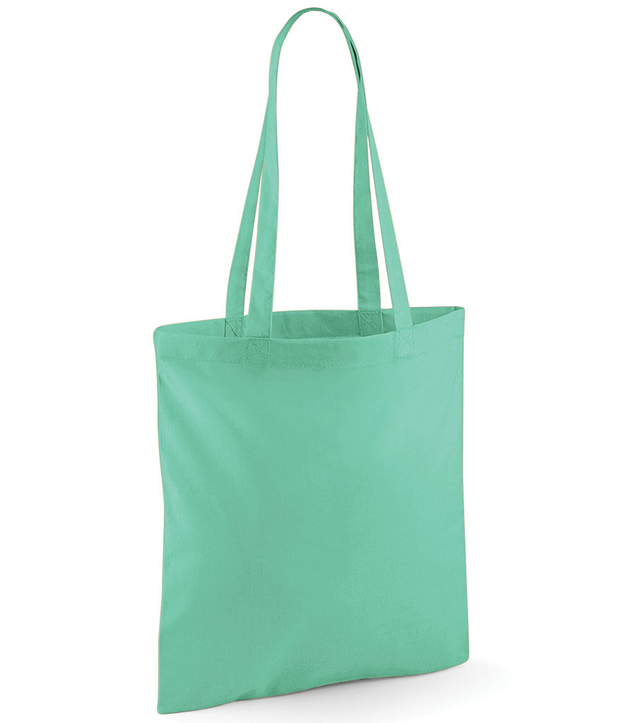 Mint green tote bag on a white background