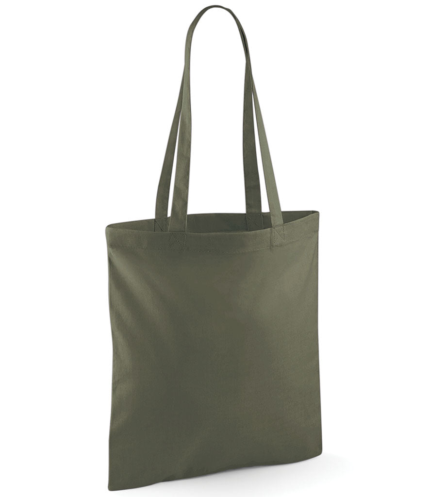 Green tote bag on a white background