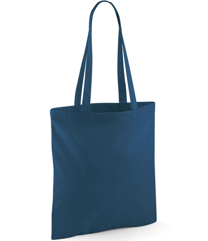 Blue tote bag on a white background