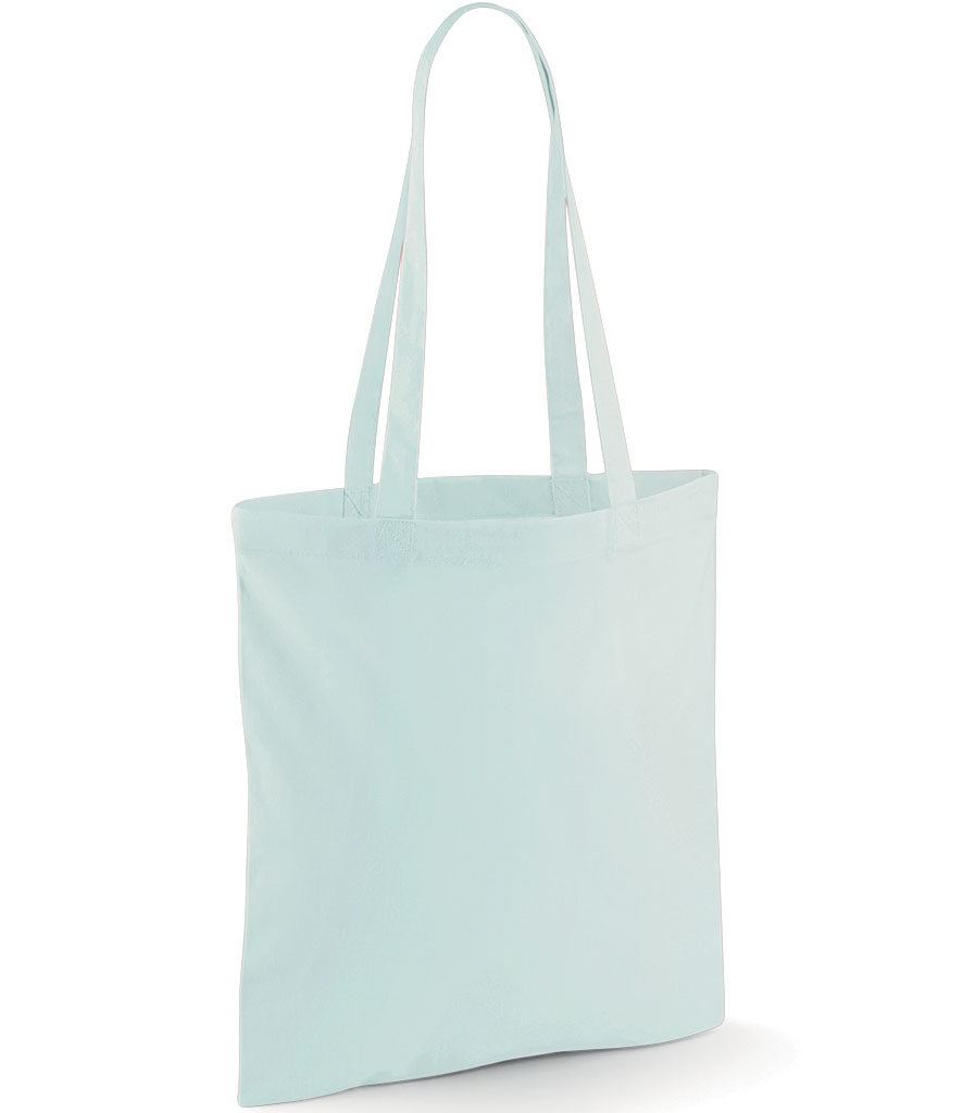 Light blue tote bag on a white background