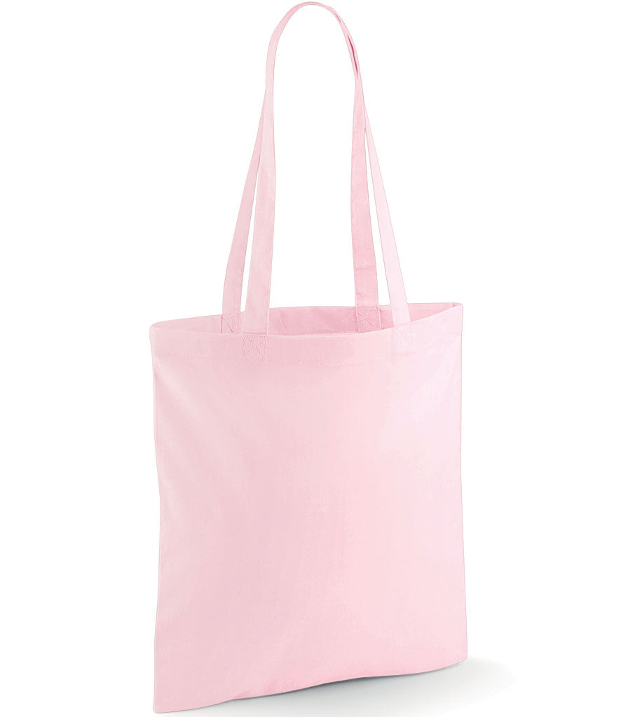 Pink tote bag on a white background