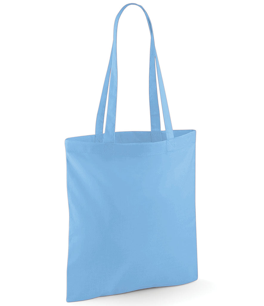Light blue tote bag on a white background